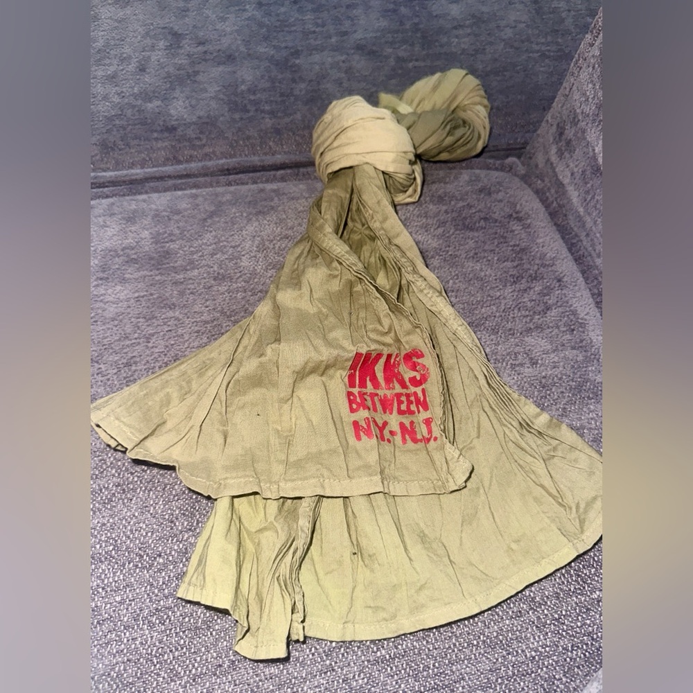 IKKS: Khaki Scarf with Red Embroidery